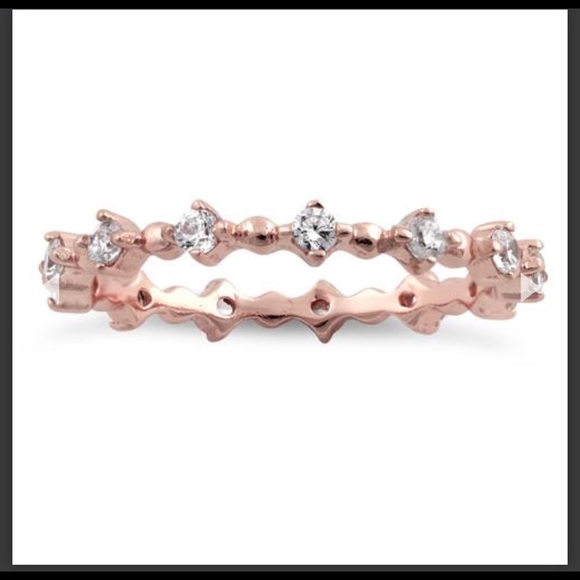 14k Rose Gold Eternity CZ Ring - Picture 6 of 8